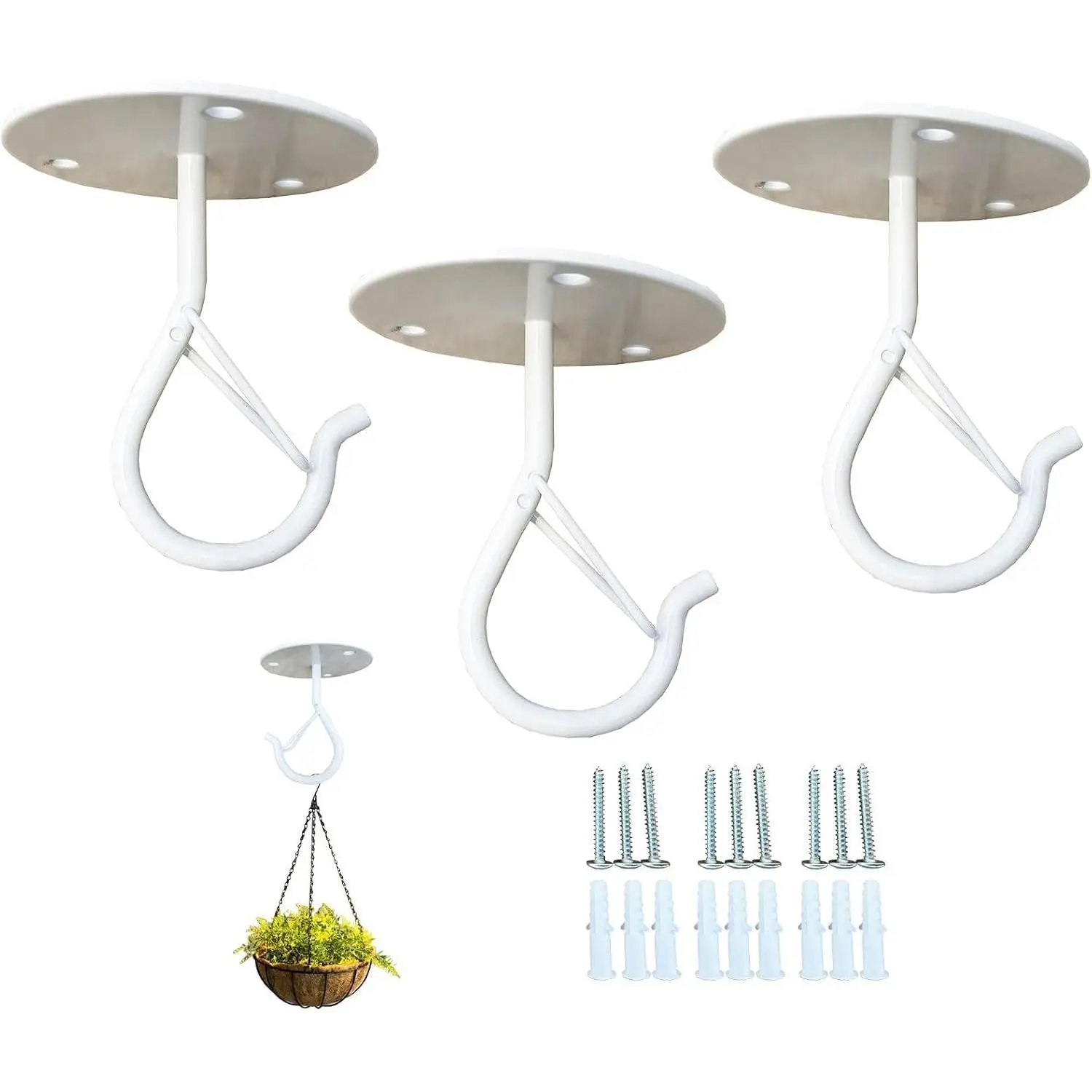 Ceiling Hooks for   (3 Pack/Black)