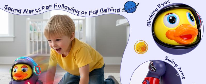 Dancing Space Duck Toy, Space Duck Dancing Musical Interactive Toy, Walking Duck Baby Robot, Electric Dancing Duck Toy Baby Musical Toys, Cute Singing Walking Duck Toys with Music LED Lights