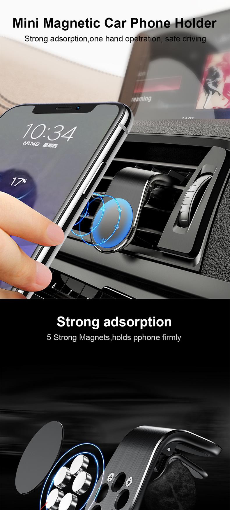 Magnetic Car Phone Holder Air Vent Clip Mount Rotation Cellphone GPS Support