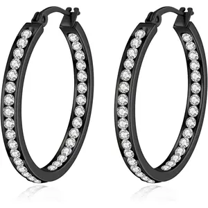 Stainless Steel Cubic Zirconia Hoop Earrings / Plated Earrings for  Ears