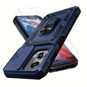 Phone Case - Shockproof Protective 3 Pack [1 Phone Case with 2 Clear Screen Protectors] Suitable for Moto G Stylus 2025/2026 Moto G 5G 2024, Moto G Play 5G 2024, Moto G Power 2024, Moto G Stylus 2024, Moto G Play 4G 2024 Phone Case Cover