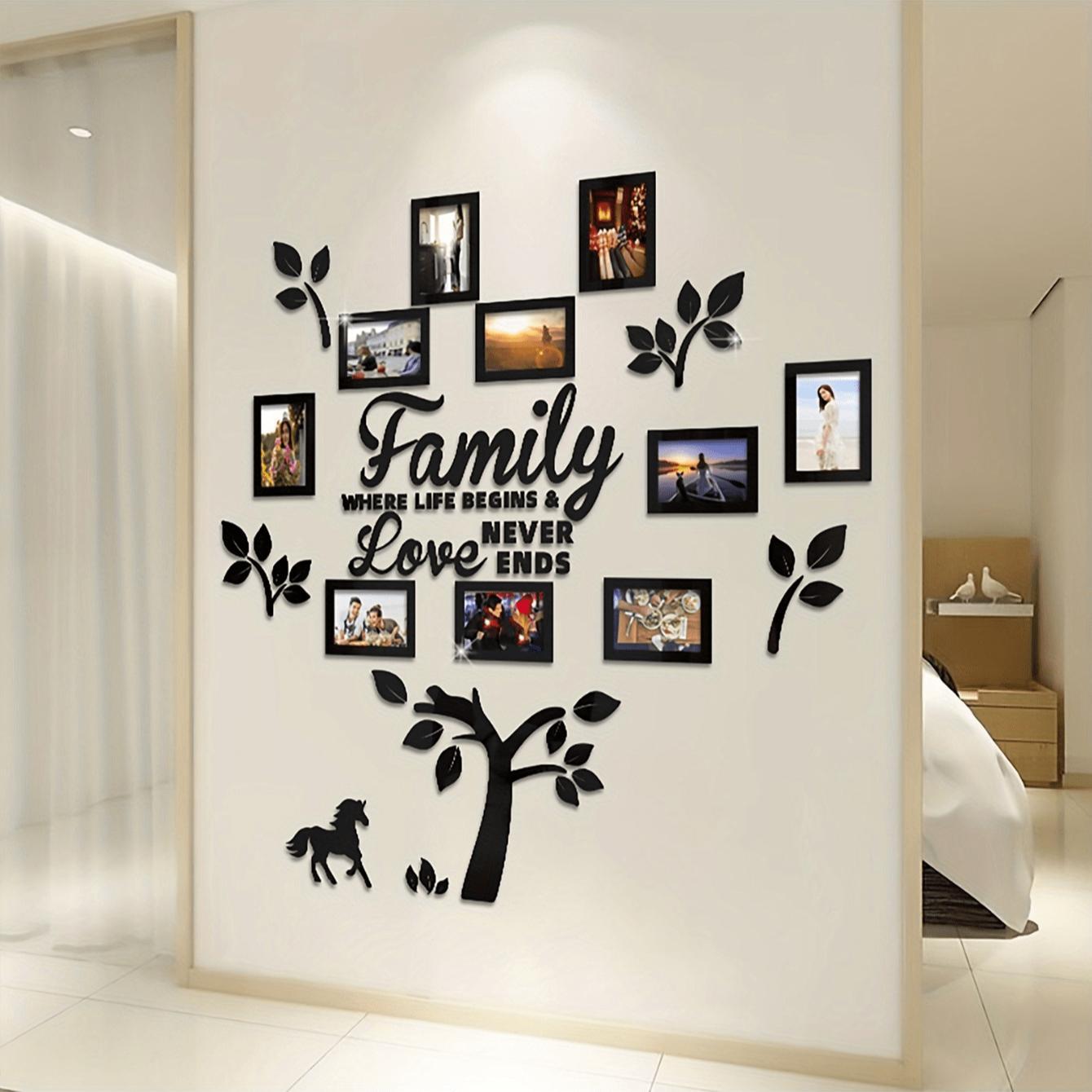 3D Acrylic Photo Frame Wall Decor, 1 Set DIY Photo Collage Gallery Wall Sticker, Wall Decor for Home Office Wedding School, Wall Gallery Frames, Ornaments, Home Decor Accessory