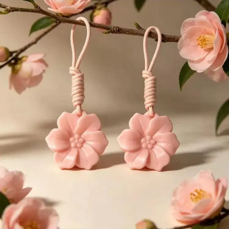 Aesthetic Camellia Scented Wax Sachet Pendant, Viral Home Fragrance Decor with Long Lasting Floral Aroma, Solid Aromatherapy Wax Freshener for Closet, Bedroom, Drawer, Wardrobe, Bathroom and Cozy Indoor Spaces