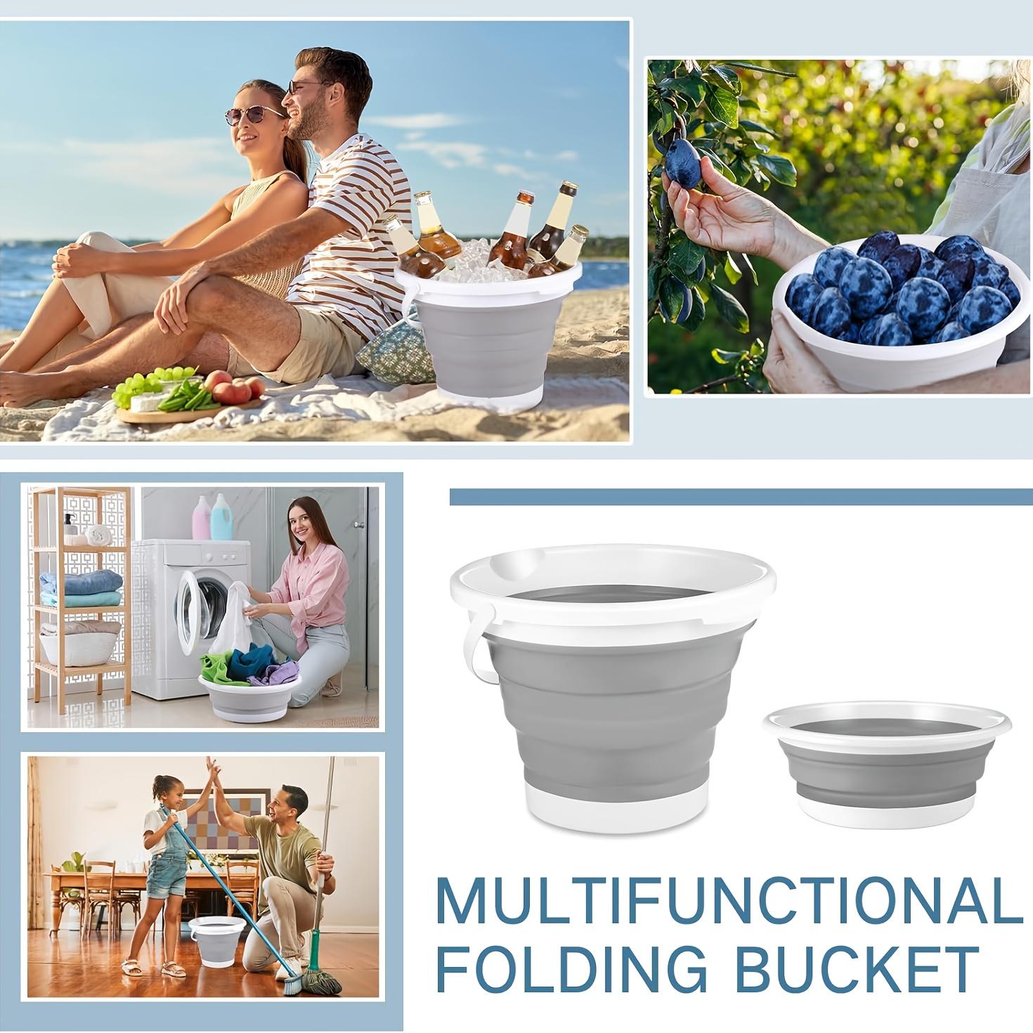 [Collapsible Bucket with Handle] Durable Collapsible Bucket with Handle | Portable Foldable Large Plastic Mop Bucket for Outdoor Camping, Car Washing, Fishing, Kitchen & Bathroom Cleaning - Space-Saving Design, Convenient Carrying, Flexible Storage,summer