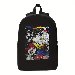 Yu Yu White Book Backpack - Bright Anime-Style Print, Durable Fabric, Adjustable Shoulder Straps, Zipper Closure, Suitable for School, College, Travel - Unisex