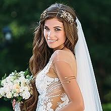 Florideco 9 Pcs Greek Goddess Costume Accessories Set for Women Golden Laurel Leaf Crown Headband Upper Arm Coil Bracelet Pearl Leaf Dangle Earring Artificial Pearl Earrings Necklace Bridal Wedding