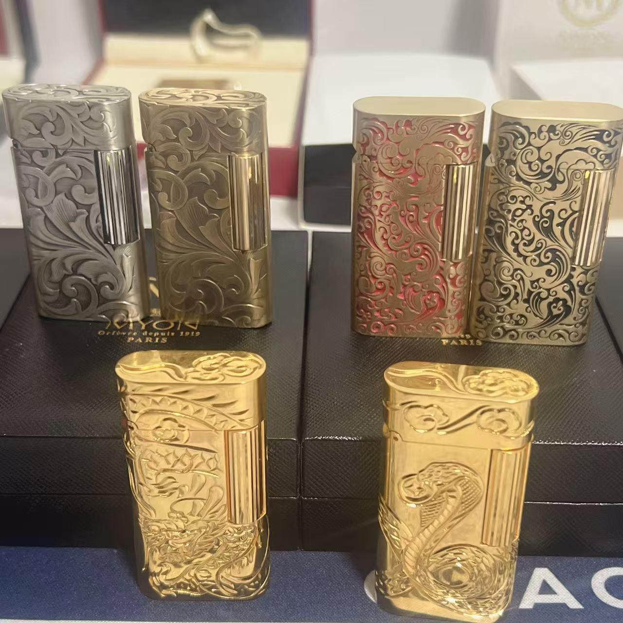 Luxury Gold Plated Vintage Lighter Full Copper Mini Size Unique Gift for Men Birthday Father Husband High End Fashion Collectible No Fuel Included