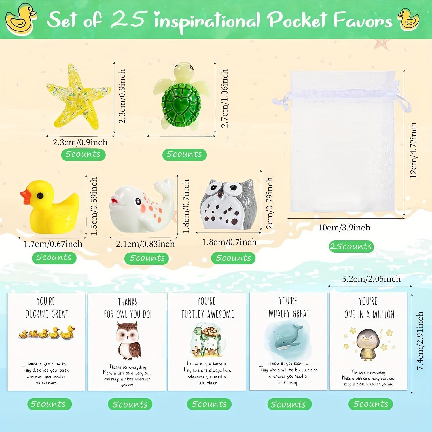 Animal Themed Appreciation Gift, 25 Sets Including Decoration & Card & Storage Bag, Inspirational Gift for Coworkers, Birthday, Get Well, Good Luck, Events, Holidays, Gift Bags, Party Favor Bags
