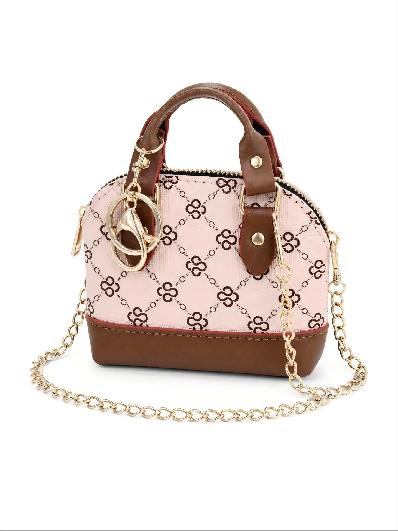 Fashion Printed Monogram Mini Chain Handbag, 2-Way Hand & Crossbody Small Purse, Luxury Vintage Coin Wallet for Kids Little Girls
