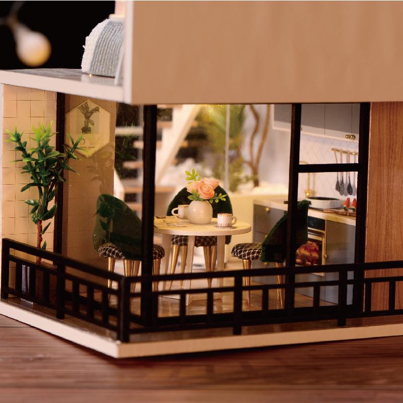 Loft House DIY Wooden Miniature House Kit, 1 Box DIY Miniature House Kit, DIY Handmade Model Building Micro Kit, Wooden 3D Puzzle Toy