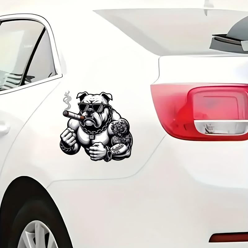 American Bulldog Stickers Car Decals - High-Quality PVC Scratch-Resistant Decorative Stickers for Cars, Motorcycles, Trailers, ATVs, and Laptops - Bold American Bulldog Design with Stylish Glasses and Tattoos, Vehicle Scratch Protection Cover |   Trendy A