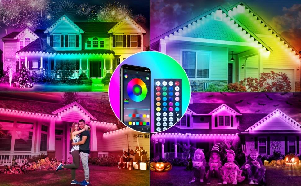 50-500 Feet Permanent Outdoor Lights,IP67 Waterproof RGB Outdoor LED Permanent Light, Comes with App and Remote Control, Best Choice for Party, Valentine's Day Decoration, Garden and Gift for Boyfriend or Girlfriend, Patio Outdoor Light, Mutovlin,