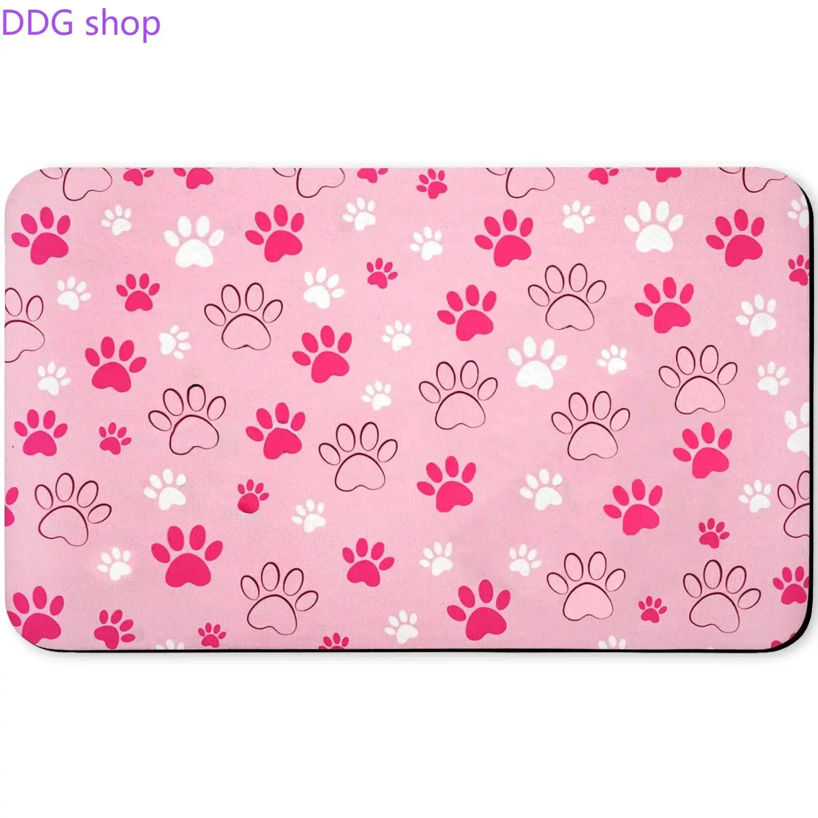 Pet Feeding Mat for Dogs & Cats - Waterproof, Absorbent, 0.3cm Thickness, Paws Design, Durable, Easy Cleanup, Soaks Up Spills, All Seasons Sports & Outdoor Protective Accessory for Daily Use
