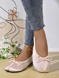 French Ballet Style Split Toe Flat Sandals, Satin Laces Butterfly Knot, Slip-On Versatile Loafers for Women, All Seasons Casual Footwear
