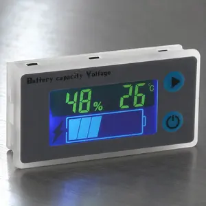 Programmable Battery Capacity Monitor, 10-100V Voltage Temperature Meter, LCD Display Percentage Indicator for 12V 24V 36V 48V Lithium Batteries, Accurately Check Battery Health & Real-Time Remaining Power, Compatible with Various Battery Types