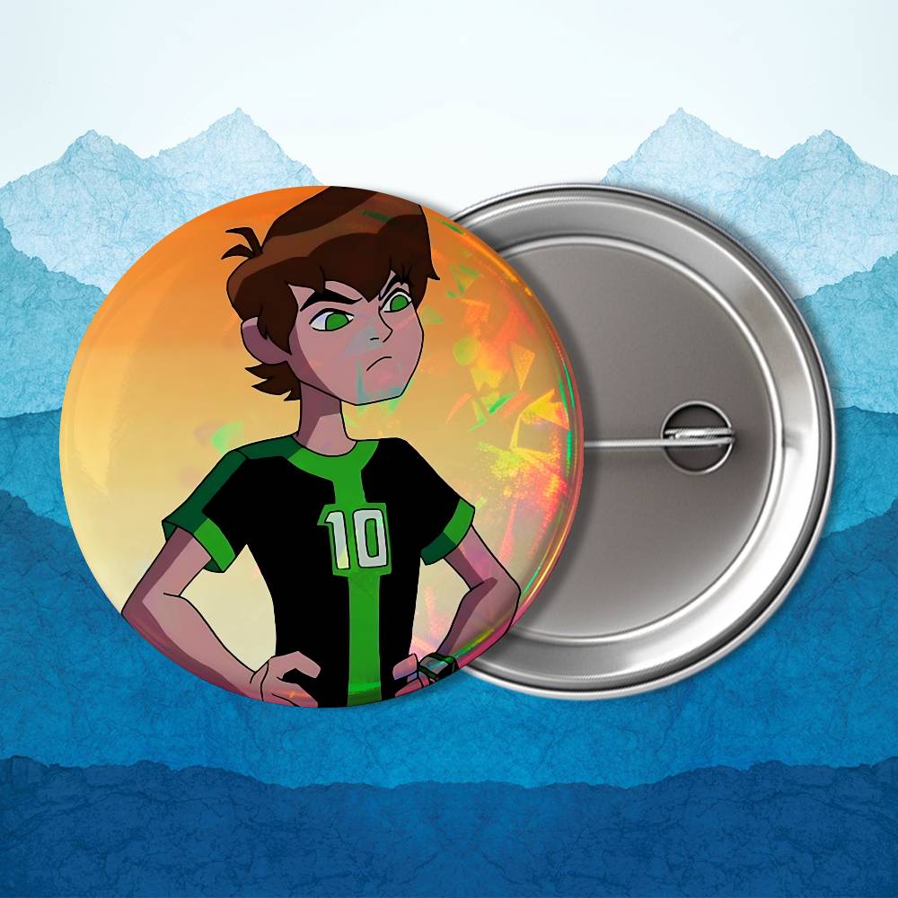 Art Alien Force B-Ben 10 Cool Round Exquisite Badge Brooches Creative Pins For Clothes Hat Backpack Gift Accessories