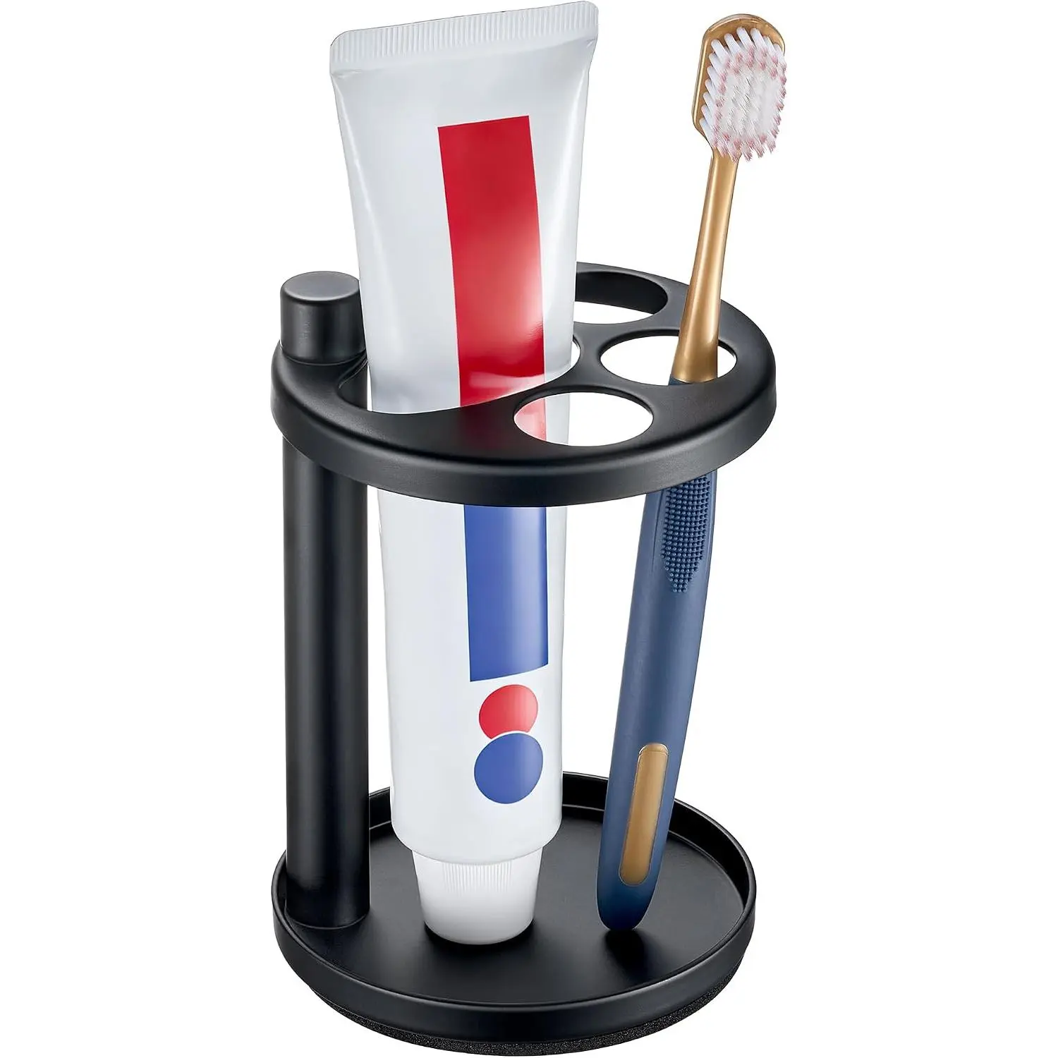 Stainless Steel Toothbrush Holder - Modern, Rust-Resistant Bathroom Countertop Storage, Single Unit Metal Stand with Razor Slot, Ideal for Individuals