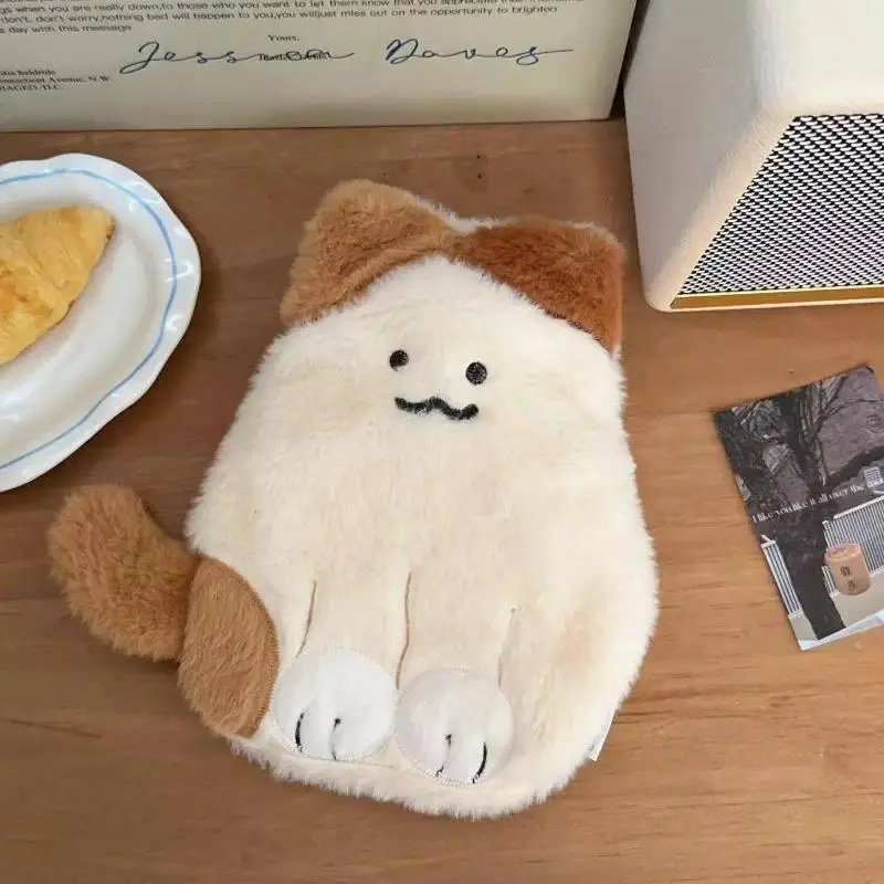 Cute Plush Hand Warmer Soft Hot Water Bottle with Fur Cover Portable Heating Bag for Stomach and Bed Warmer afe Winter Companion