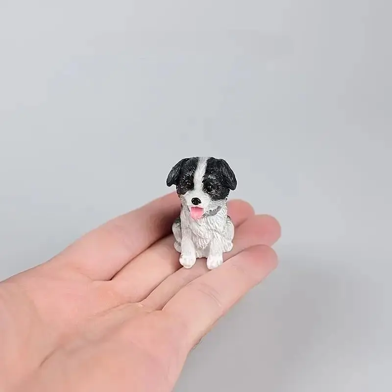 Border Collie Puppy Figurine, Shepherd Dog Statue Ornament, Animal Model Decor, Resin Car Decoration, Home Décor
