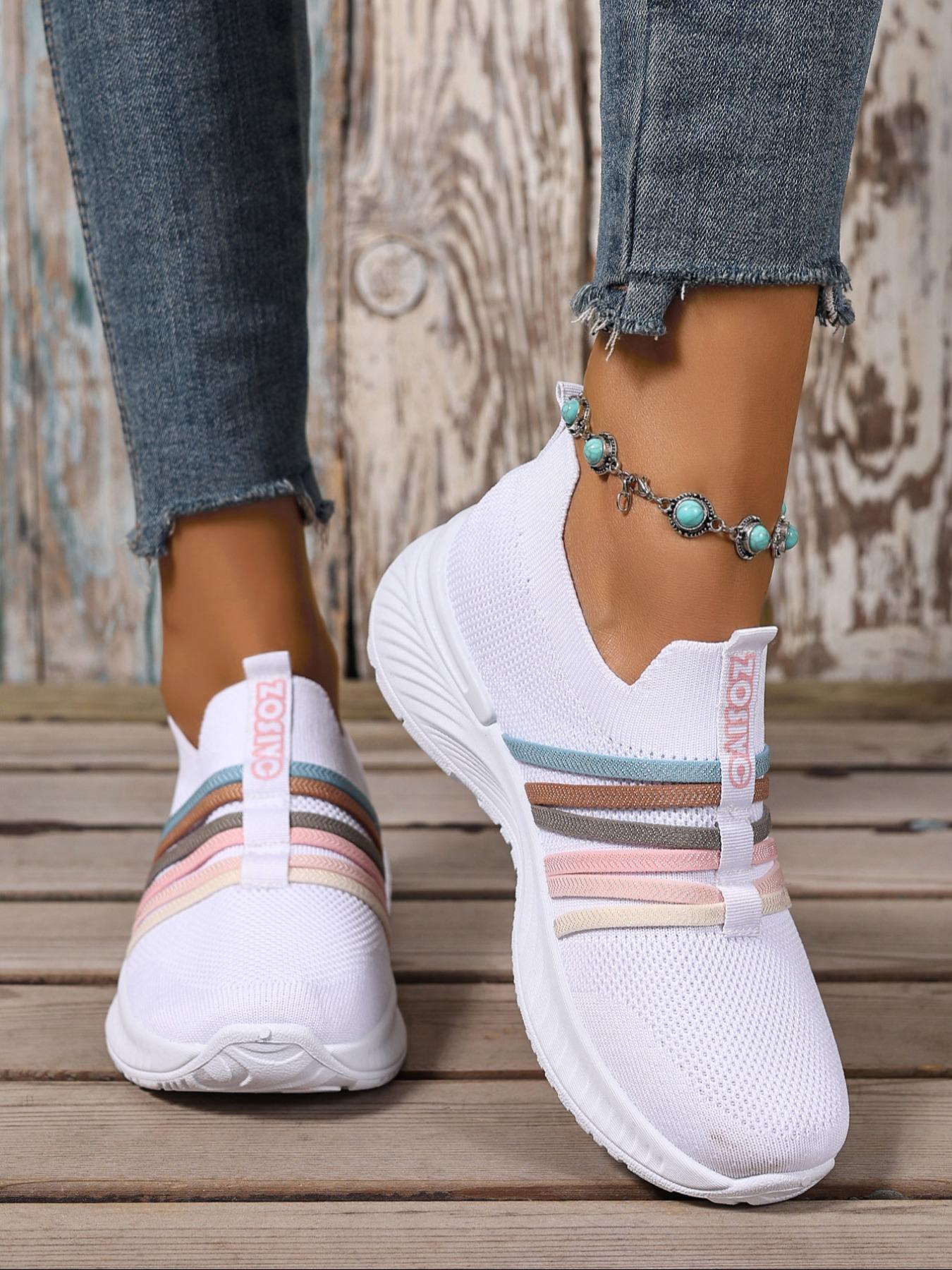 Women's Fashionable Lace Up Low Top Sneakers, Casual Comfortable Breathable Sports Shoes, Female All-match Round Toe Shoes for Daily Wear, Trendy Walking Sneakers