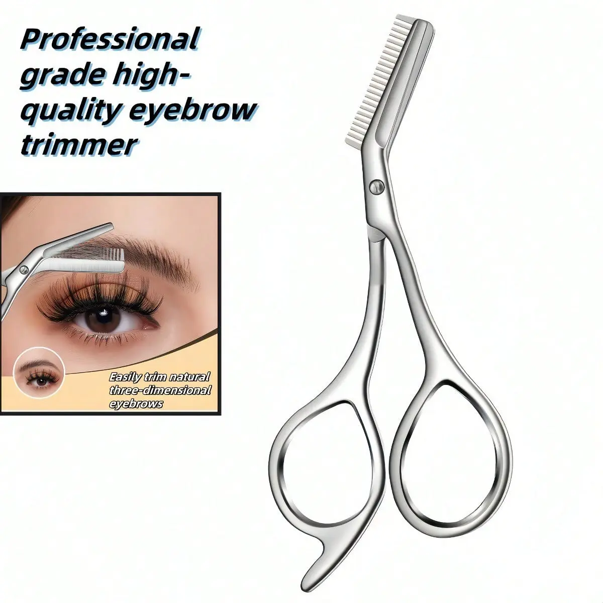 1pc Stainless Steel Eyebrow Comb & Scissors, Eyebrow Trimming & Shaping Scissors For Women & Men
