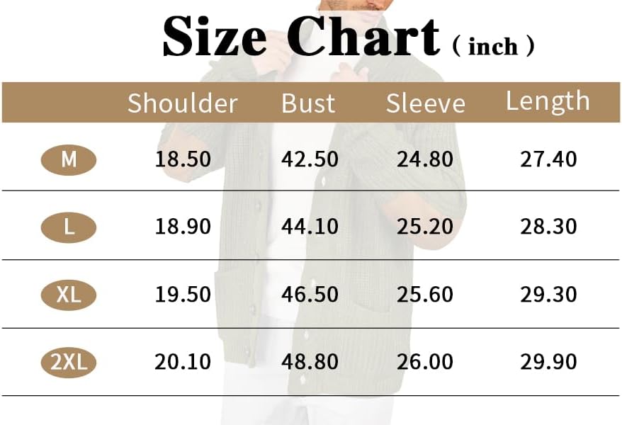 PASLTER Men's Shawl Collar Cardigan Sweater Multi-Color Button Down Knitted Sweaters with Pockets Knitwear Menswear