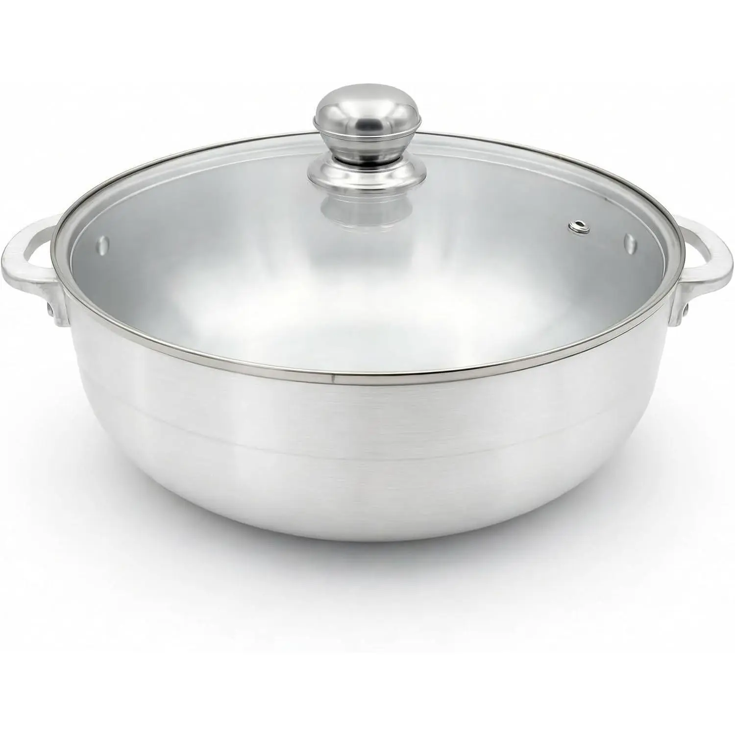 7-Quart 12-Inch Traditional Caldero Pot with Tempered Glass Lid, Aluminum Rice Pot for Arroz, Beans, Soups, Stews & Latin Cooking, Induction Compatible