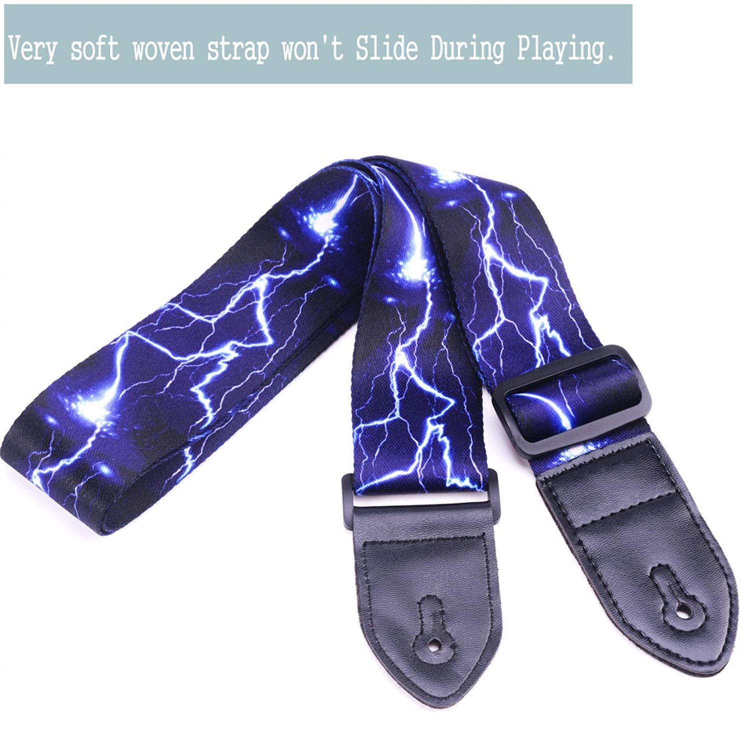 Guitar Backpack, 10pcs Lightning Pattern Adjustable Guitar Strap, Guitar Belt Sling, Electric & Acoustic Guitar Accessories, Music Accessories for Guitar Player