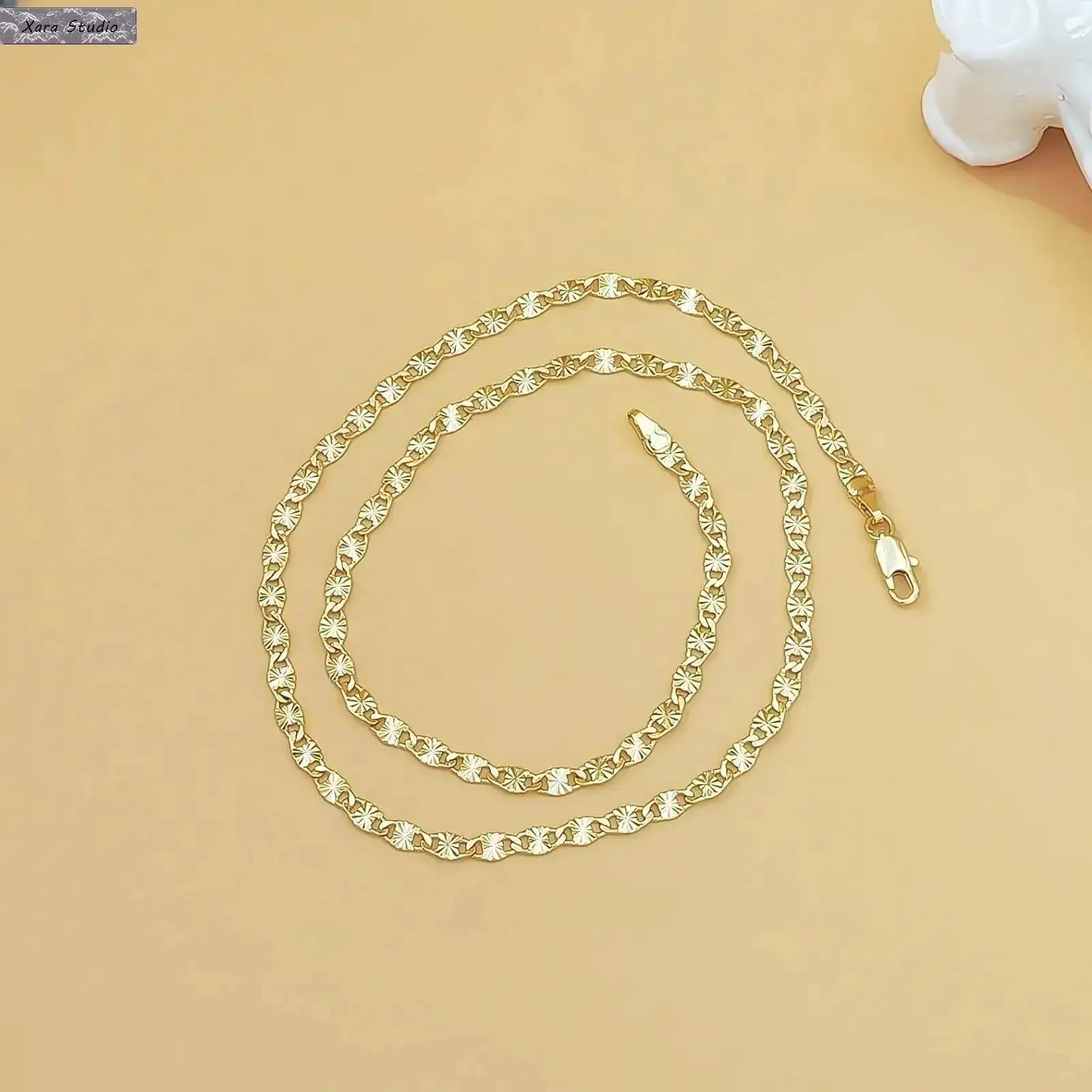 14K Gold Plated Flat Chain Necklace for Women – Minimalist Elegant Everyday Jewelry, Trendy Layering & Statement Accessory, High Quality Durable Gift for Birthdays, Anniversaries, Special Occasions