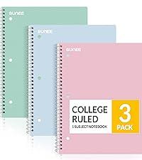 Spiral Notebooks, 3, 1Subject, College Ruled Paper, x 101/2", 70 Sheets per Notebook, Assorted Pastel Colors Spiral Notebooks for School