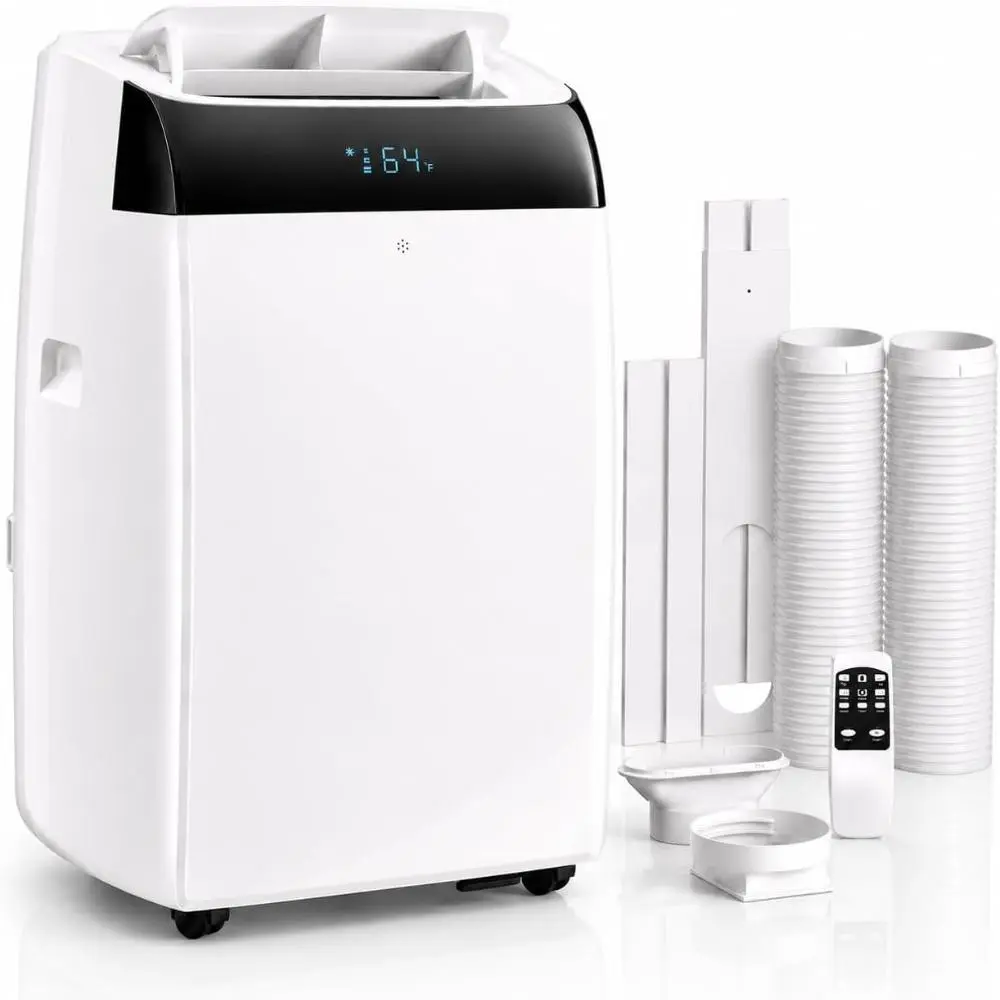 14,000 BTU Dual Hose Portable Air Conditioner with Heat, Portable AC Unit for Rooms Up to 700 Sq.Ft, Quiet Portable Air Conditioner with Cooling, Heating, Dehumidifier & Fan Modes, Remote Control.