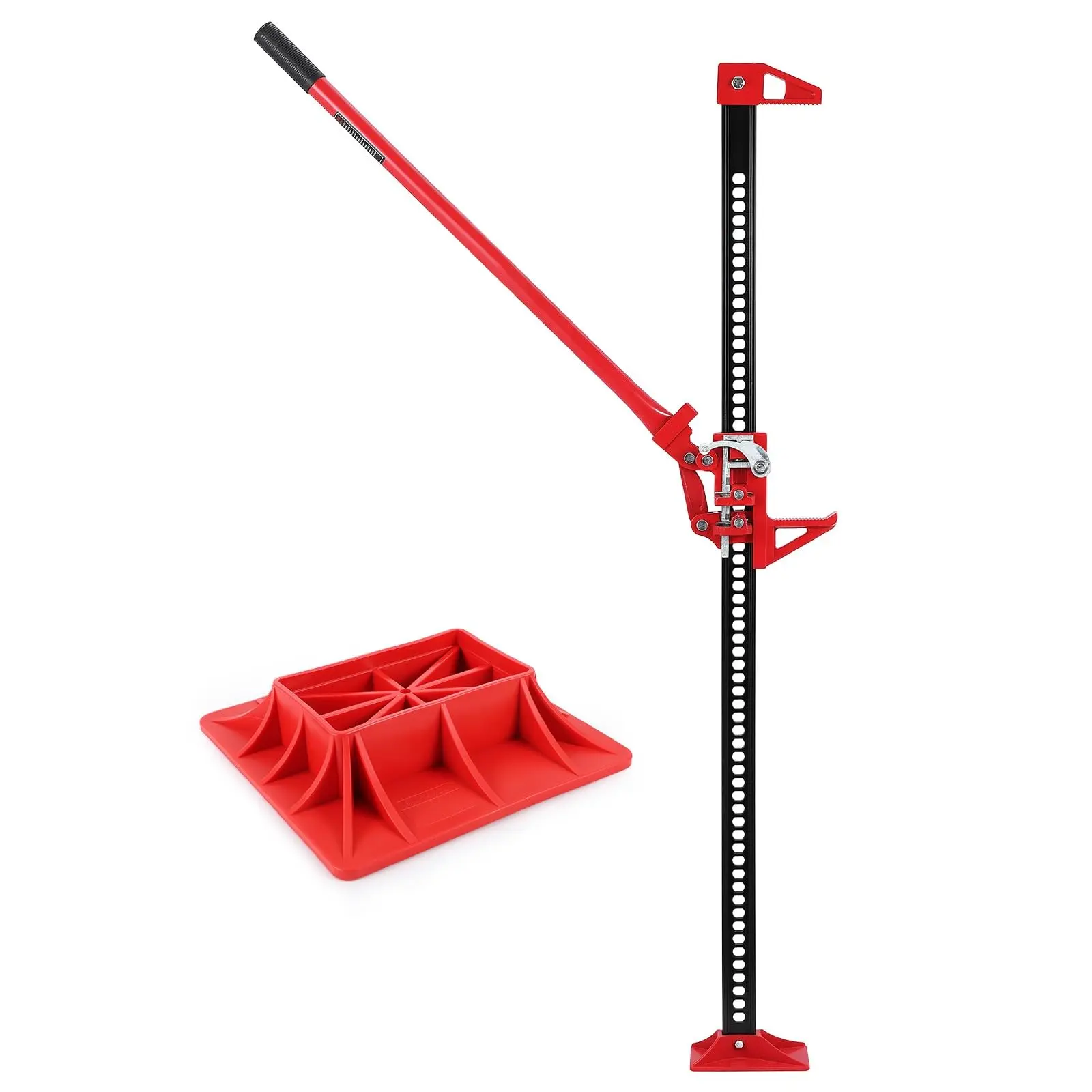 Garvee 48" High Lift Farm Jack, 7000 lbs / 3.5 Ton Capacity, 5.2"-41.8" Lifting Range, Off-Road Recovery Utility Jack with Base Plate and Red Handle for Heavy Vehicle, SUV, Truck