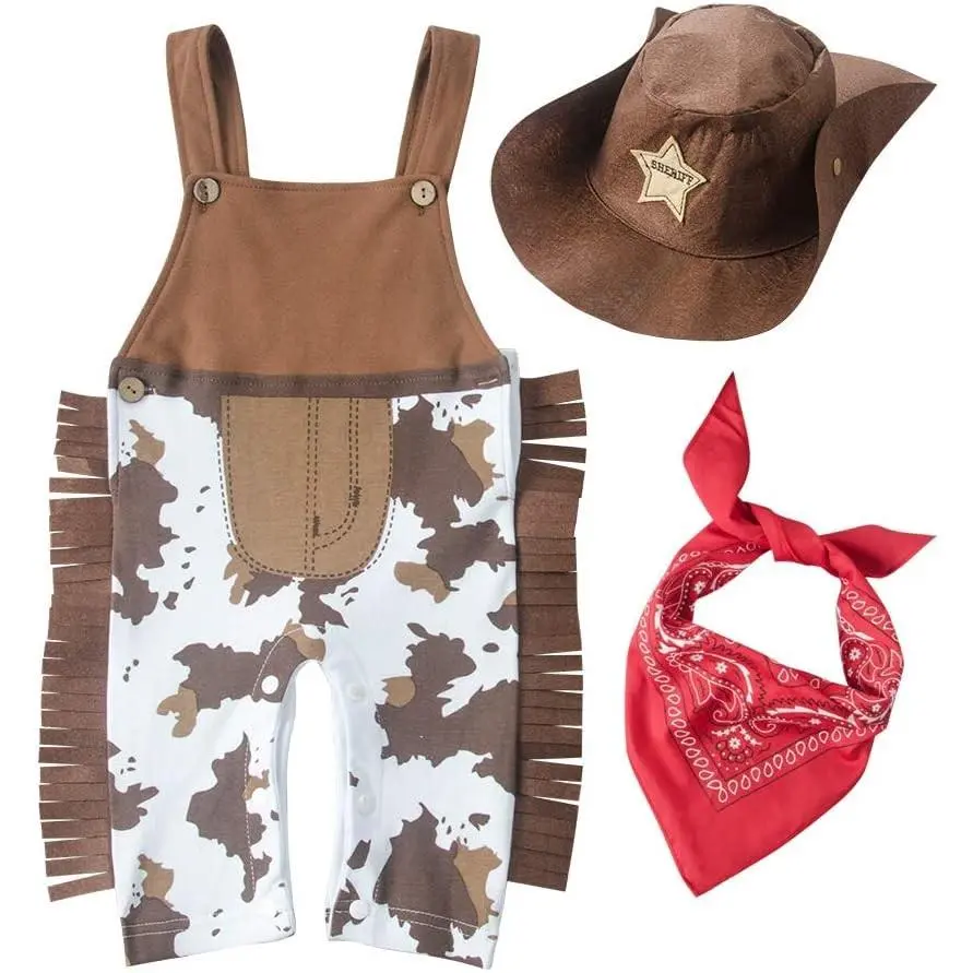 Baby Toddler Boys Cowboy Romper Halloween Dress-Up Costume Children's Clothing(Gift)