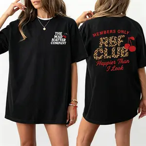 RBF Club Leopard Cherry T-Shirt – Retro Coquette Aesthetic Tee, Sarcastic Resting Bitch Face Shirt, Trendy Leopard Print Bow Graphic Top