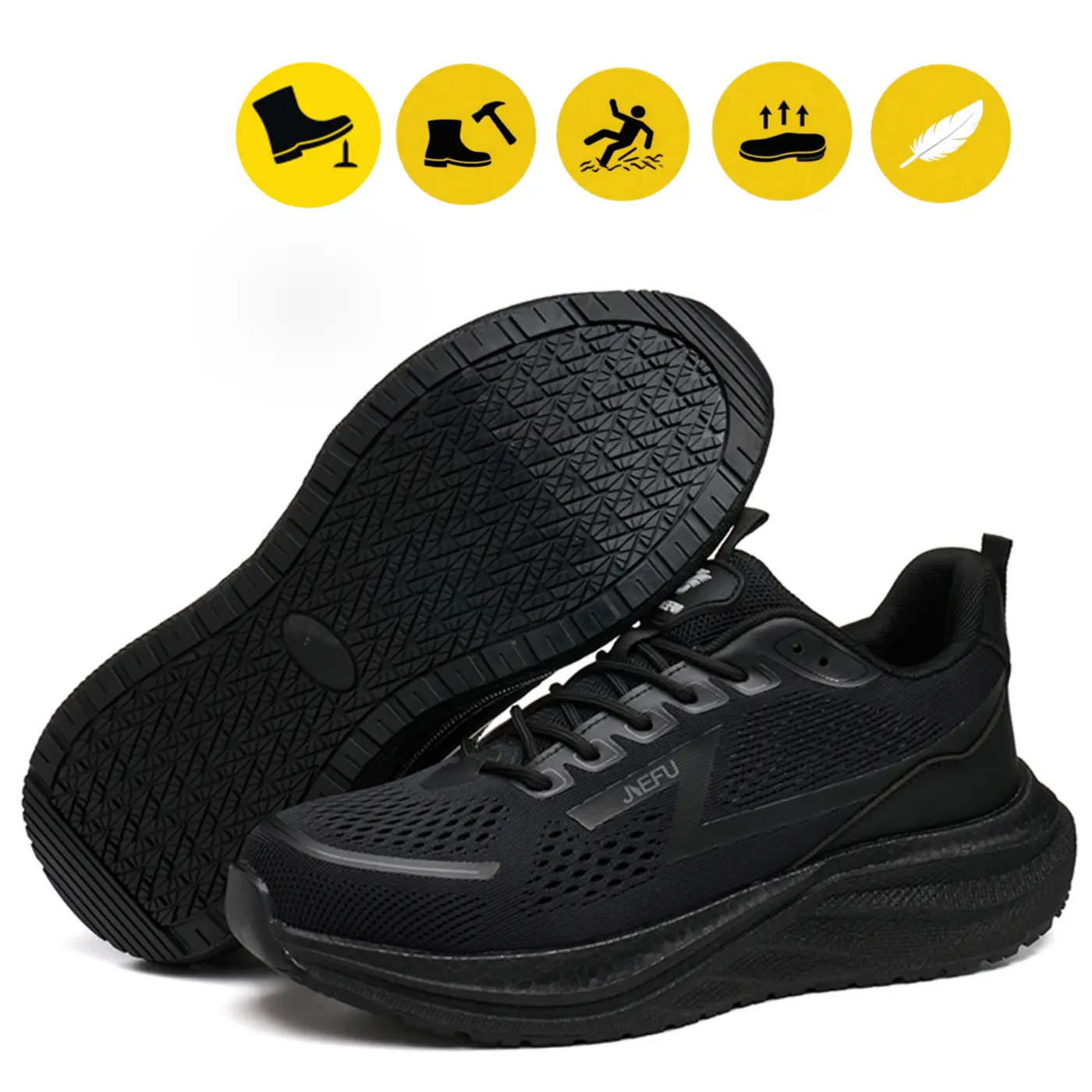 Lightweight Slip-Resistant Steel Toe Sneakers for Men and Women, slip resistance,Cushioned Puncture-Resistant Work Shoes with Breathable Mesh for All-Day Standing, Warehouse and Delivery Work