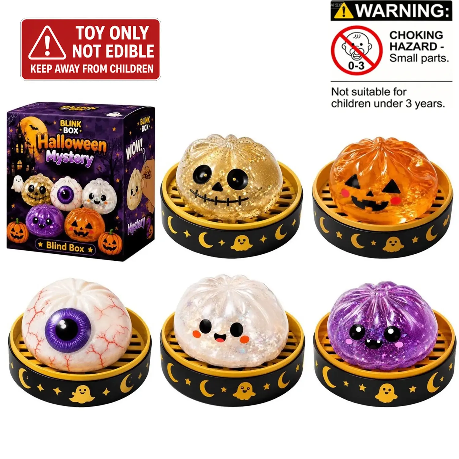 Halloween Special Shiny Dumpling Soft Ball, Rare Ghost Hidden Edition, Soft Tpr Dough/bubble Toy, Sensory Stress Relief, Various Styles