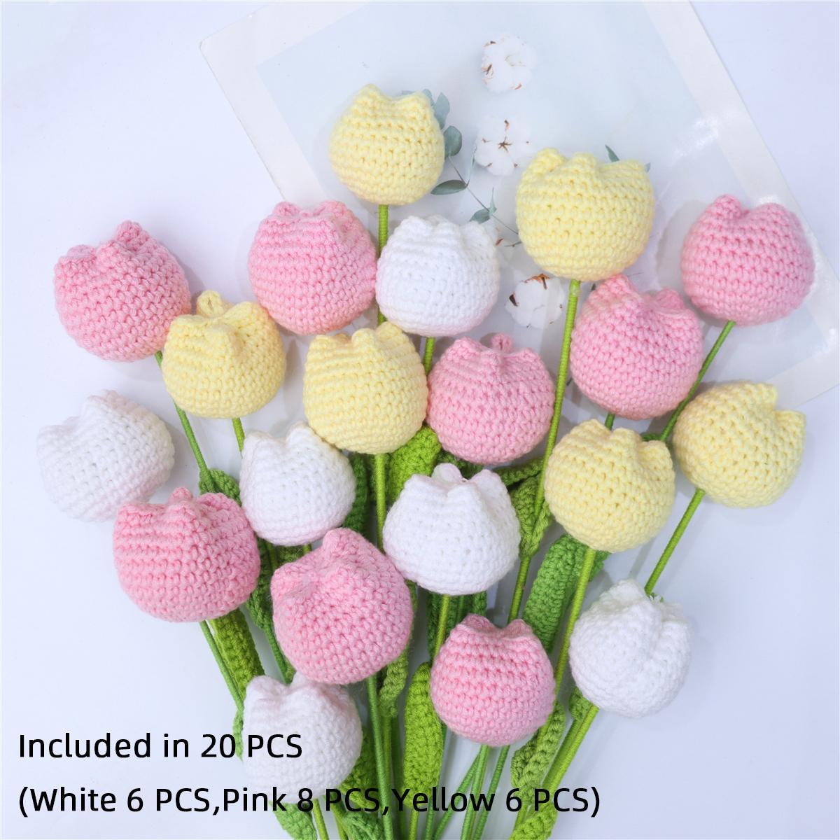 Handmade Knitted Tulip Bouquet, Crochet Flower Bouquet, 10/20/30 Stems Artificial Flowers, Easter and Mother's Day Gift, Home Decor, Bedroom Decoration #TOP PICKS