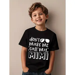 Boys' Cotton T-Shirt - "Don't Make Me Call My Mimi" Print, Comfortable Casual Round Neck, Short Sleeve, Black with White Text and Fashion Glasses Graphic, Tween Boy Clothes