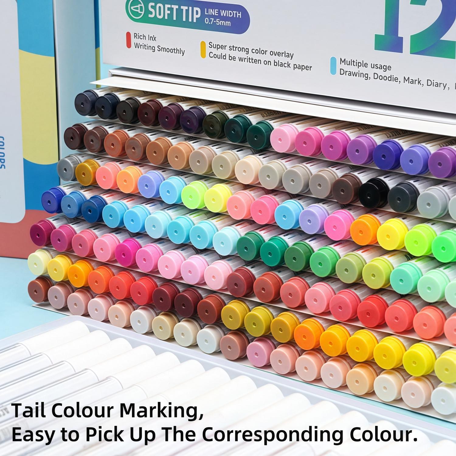 Acrylic Marker Pen Set, 126/72/54/36 Colors Soft Brush Acrylic Markers Set, Waterproof Pen, Soft Brush Nib for Glass Stone Metal Wood Plastic Paper, Acrylic Paint Pens