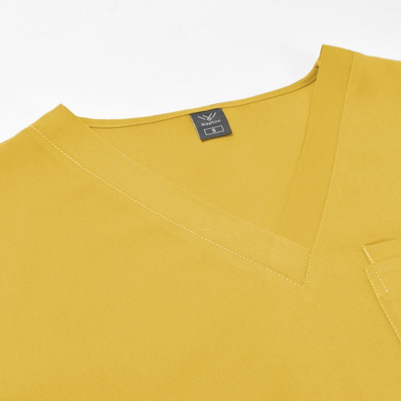 Be The Best Dressed At Work: New Women's & Men's Short Sleeved Nursing Uniform Brush Suit Set - Double Layered V-neck Top with Multi Pockets & Straight Leg Pants for Hospitals