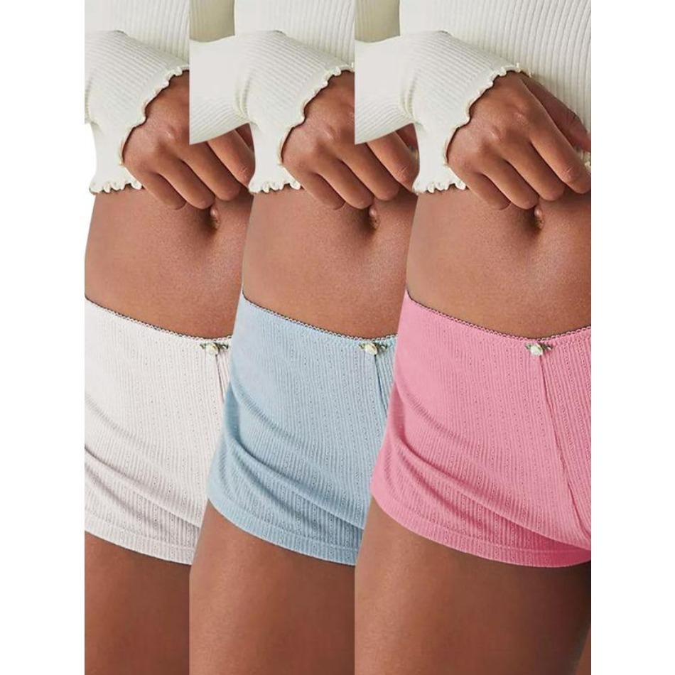 2026 NEW Women's 3-Pack Mixed Style Shorts Super Short Side-Slit Stretch Pajama Shorts Slim Pleated Leggings Cute Skinny Jeans TikTokShop