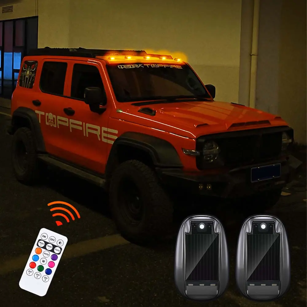 RGB LED Strobe lights Solar Powered Aircraft Airplane Helicopter Warning Lights Wireless Light LED Flash For Car Motorcycle
