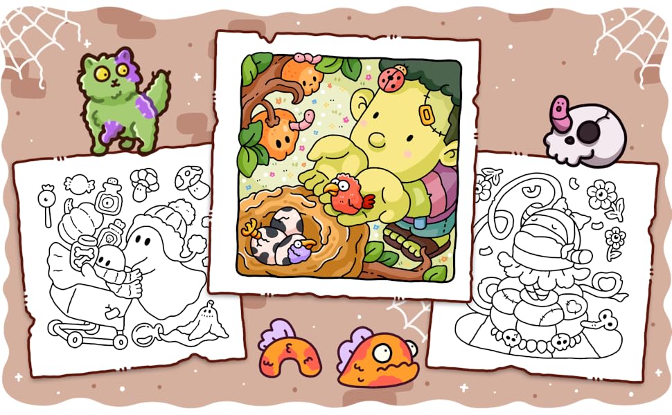 Spooky Cutie: Vol. 2 Coloring Book for Adults and Teens Featuring Lovely Creepy Creatures in Cozy Moments for Relaxation