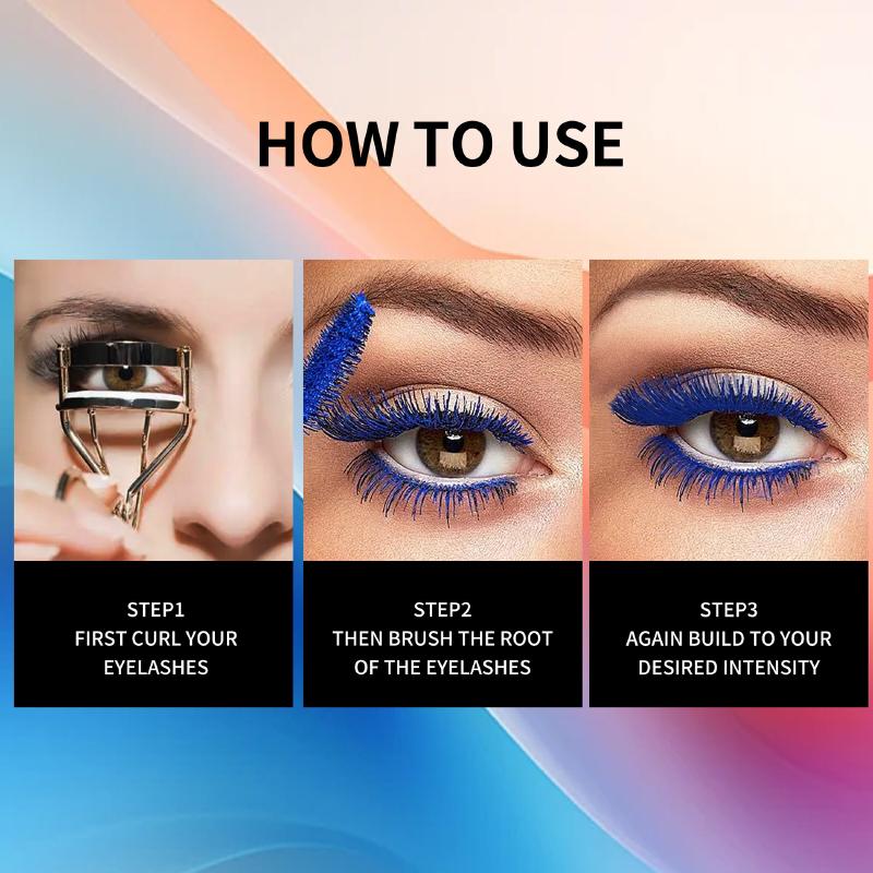 Long Lasting Blue Mascara, 1 Count Natural Curl Eyelashes Mascara for Eyelashes Lengthening Volumizing Defining Fluffy Lashes Mascara, Professional Eye Makeup Products, Cosmetic
