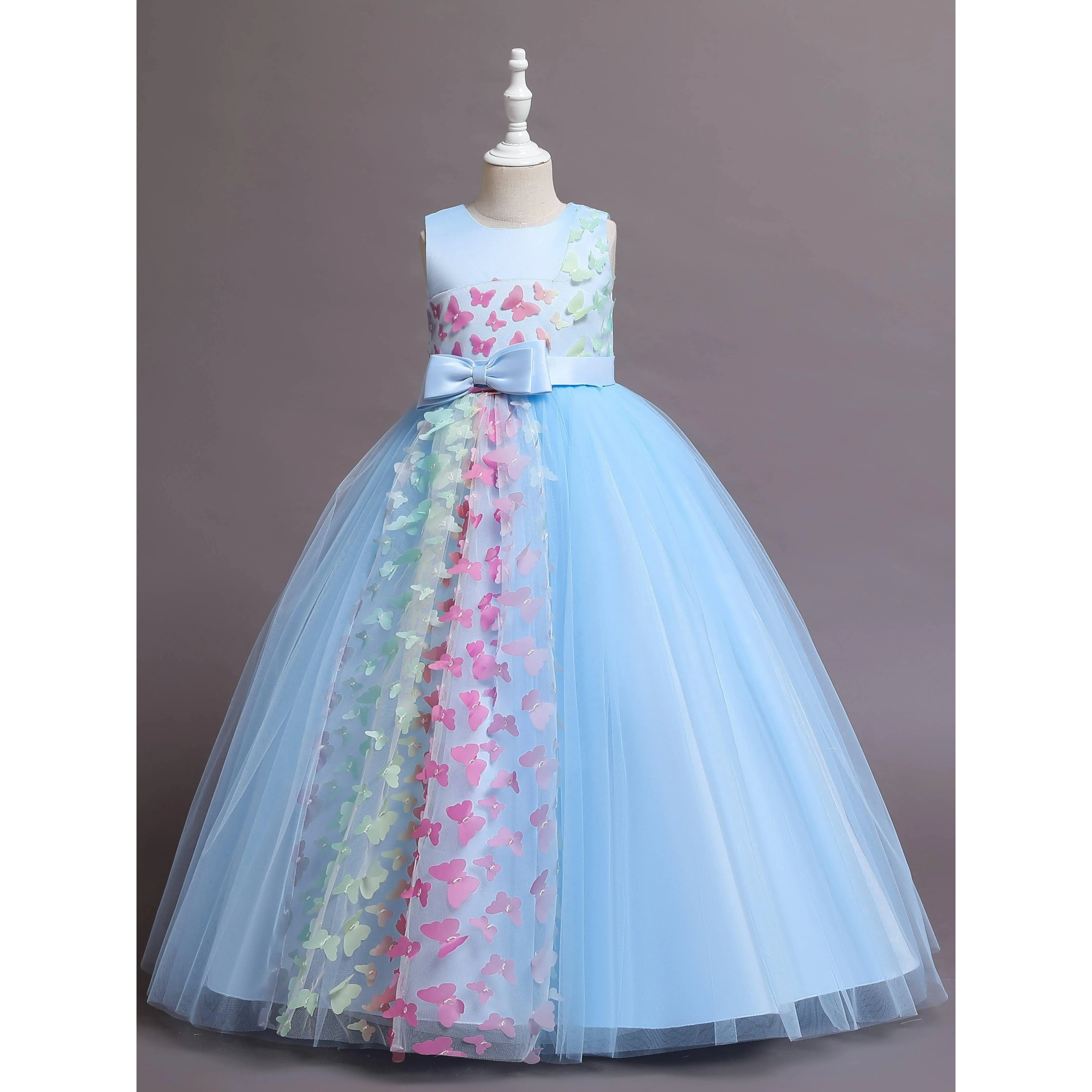 Girls' Evening Dress, Sleeveless High-Waisted Princess Gown for Children, Suitable for Hosting And Piano Performances