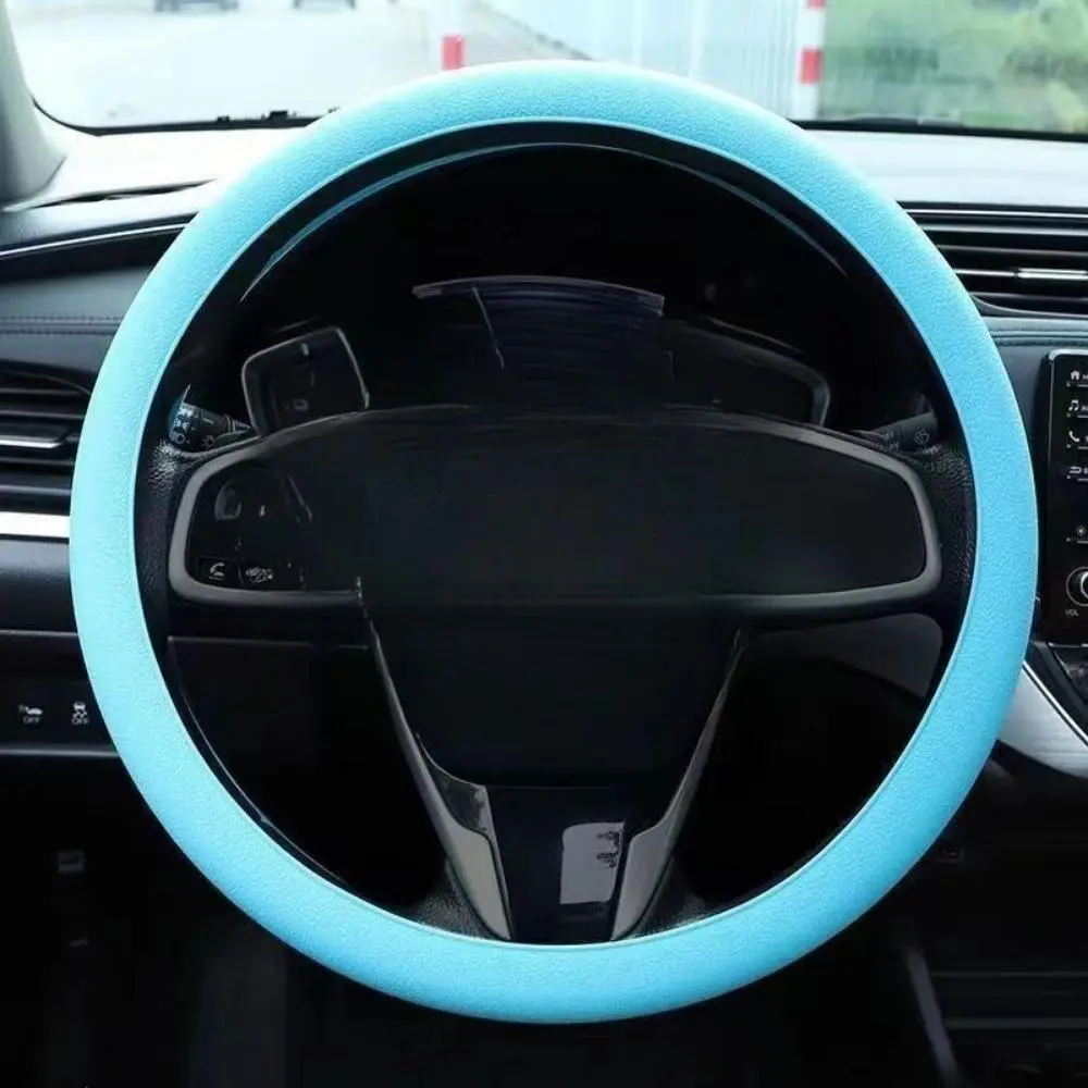 Ultra-Thin Soft Silicone Steering Wheel Cover - Sweat-Absorbent, Anti-Slip, Flexible, Easy-Clean Universal Fit Wrap-On Accessory for Standard-Size Steering Wheels, Daily Commute, Road Trip Auto Interior Styling