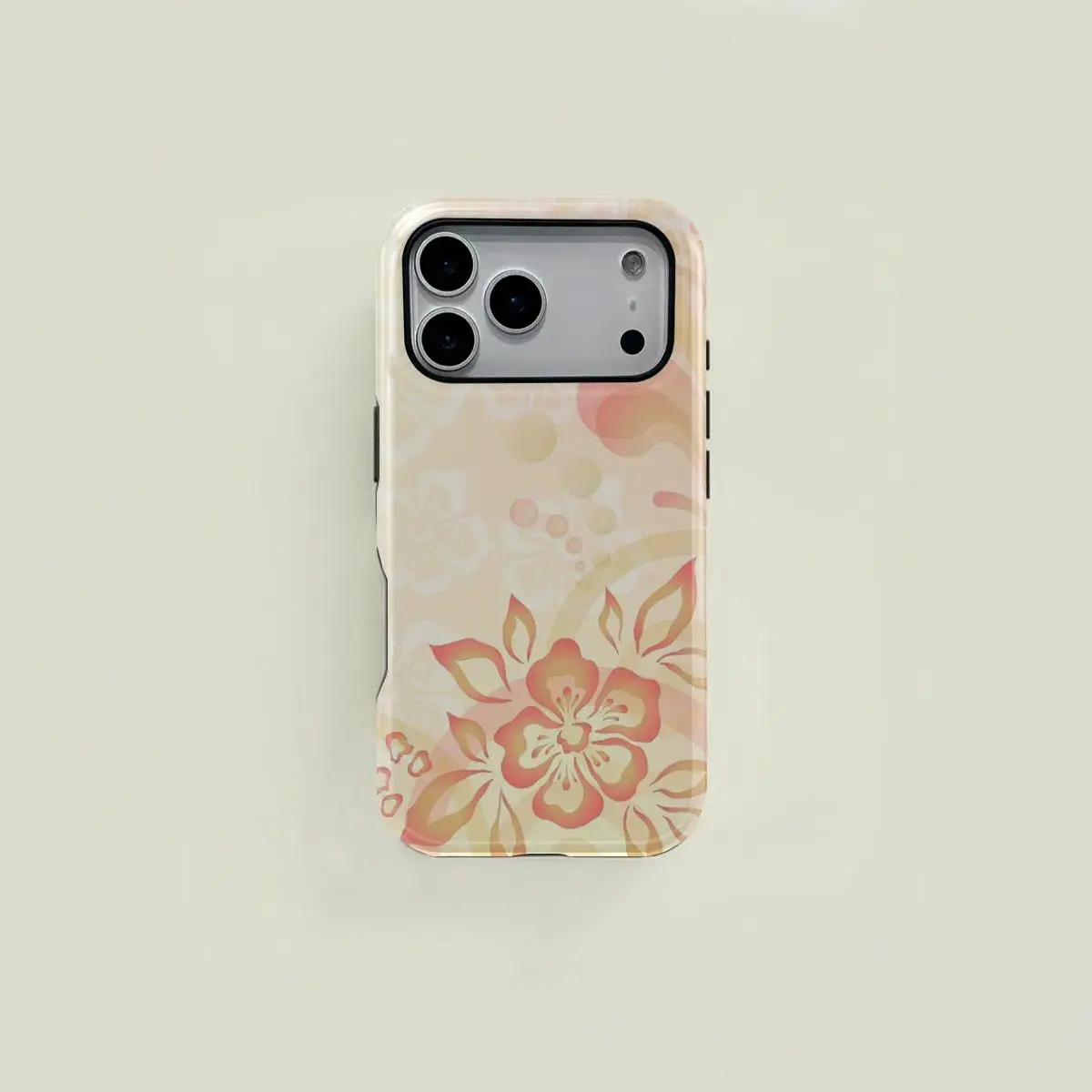 1 pc Elegant floral circle background pastel color double layer protective case solid 2 in 1 protective case for iPhone 17 16 15 Pro 14 13 12 11 Pro Max 14 Plus 15 Plus 16Plus 17Plus Samsung Galaxy S25 S24 S23 Ultra series protective case couple mobile ph