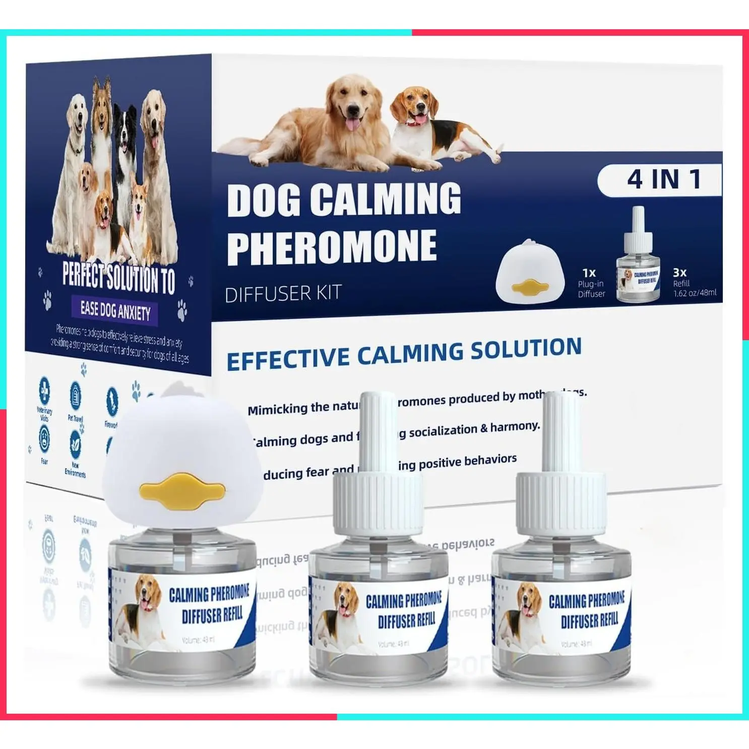 Dog Calming Diffuser Plug In Kit with 3 x 48 mL Pheromone Refills Tasteless