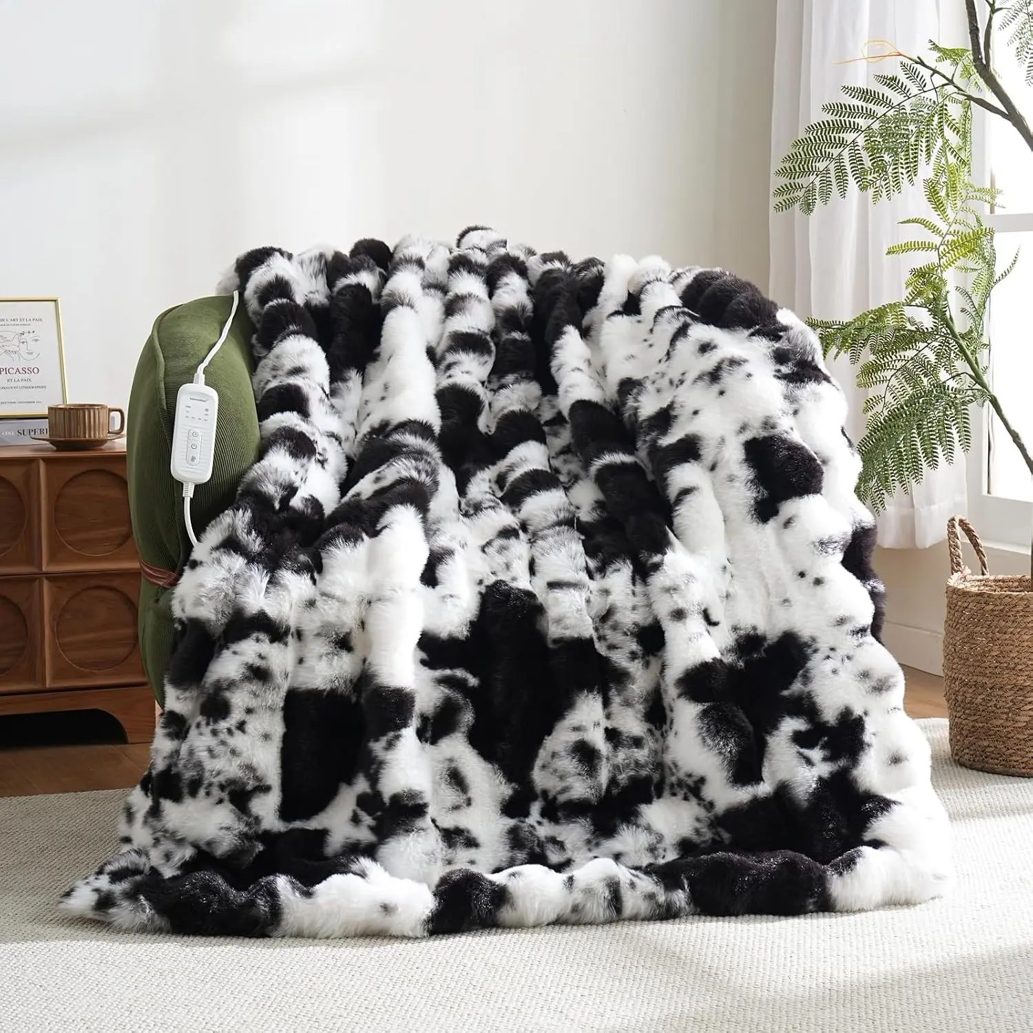 Heating Throw Blankets Luxurious  Soft Bubble Faux   8 Heat Settings Overheat Protection Quick Heating Electric Heated Blanket 50"x60"(Black)