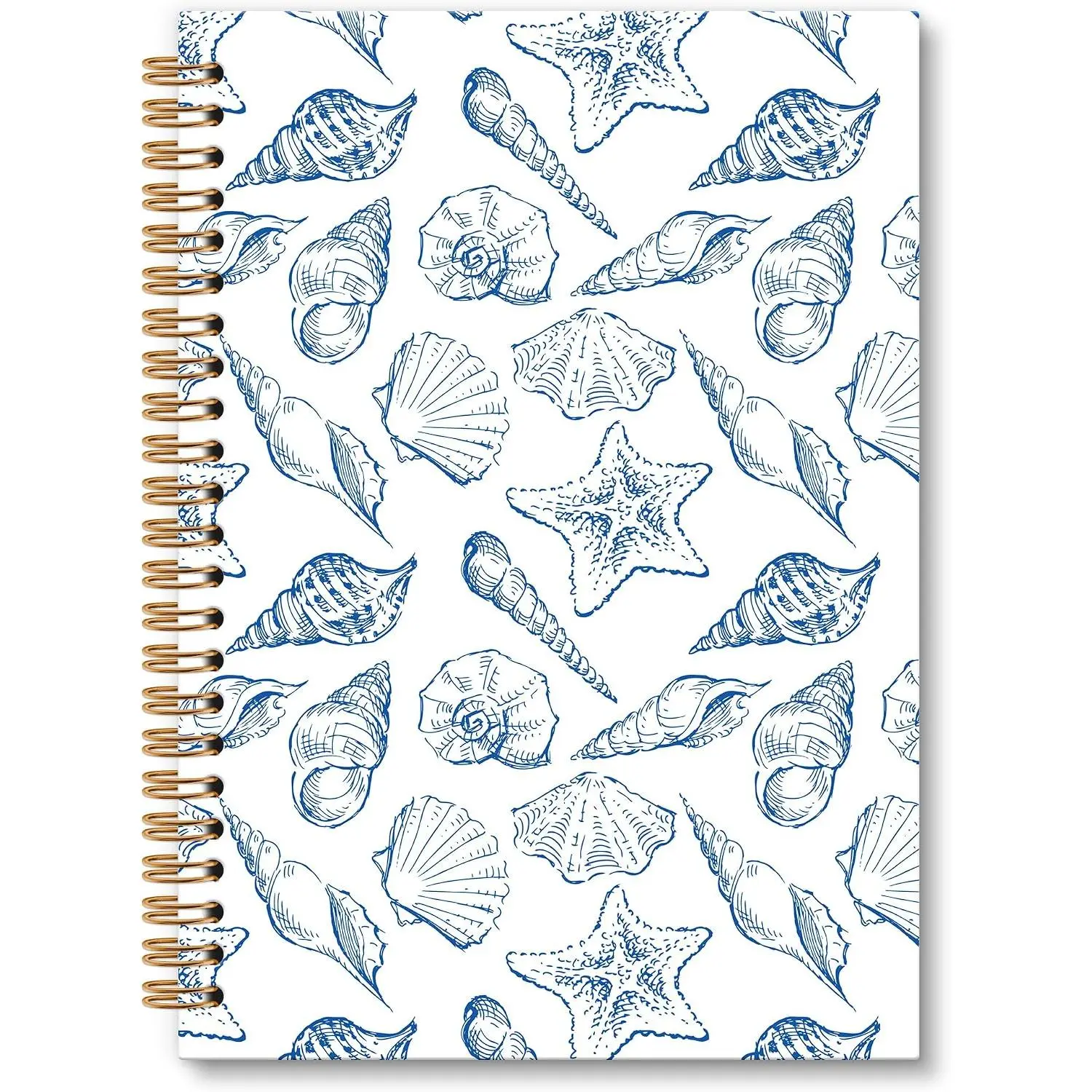Blue Beach Seashell Notebook Journal,  Blue Spiral Notebook, SummerBeach Aesthetic Notebooks Gifts for Girls Women, Beach Notebooks, Coastal Preppy School Office Supplies, 6x8.2In